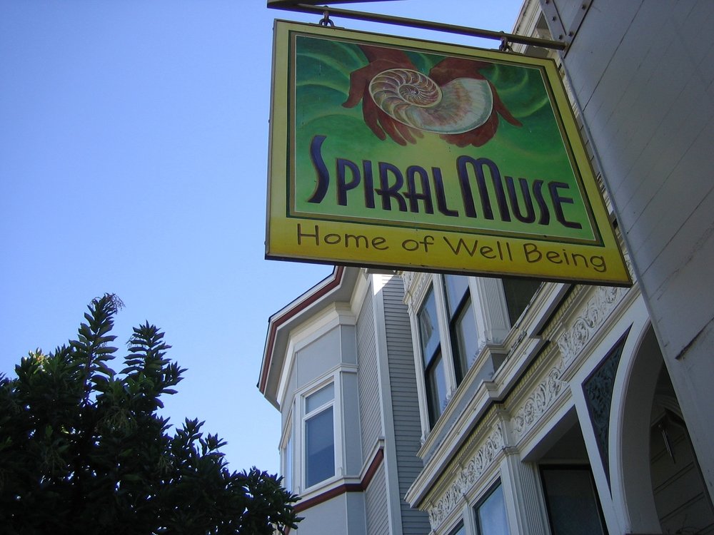 The Spiral Muse sign, the San Francisco wellness center where Brad Neuberg started the first coworking space